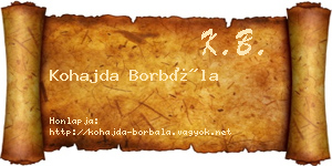 Kohajda Borbála névjegykártya